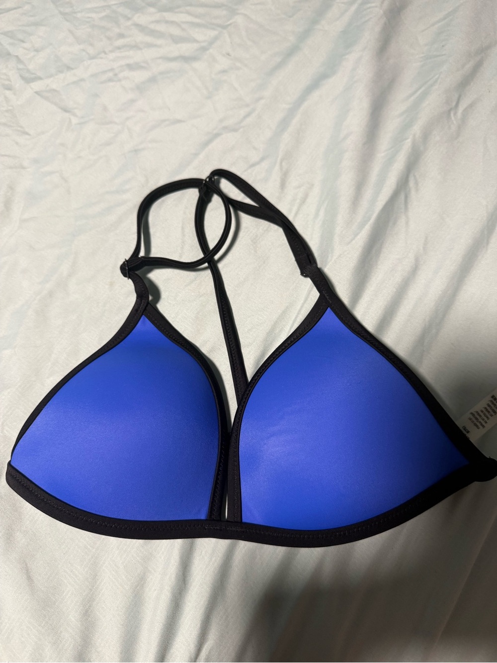 VS Pink small Blue Triangle Bikini Top with Black Trim